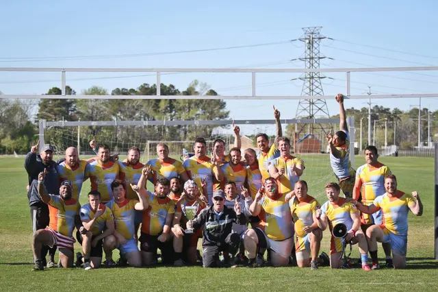 Outdoor rugby team photograph